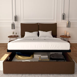 Baldiflex letto contenitore matrimoniale in tessuto sfoderabile Licia marrone