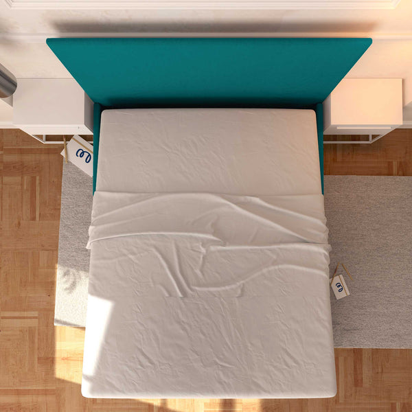 Baldiflex letto contenitore matrimoniale in tessuto sfoderabile Rossano turchese