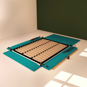 Baldiflex letto contenitore matrimoniale in tessuto sfoderabile Rossano turchese