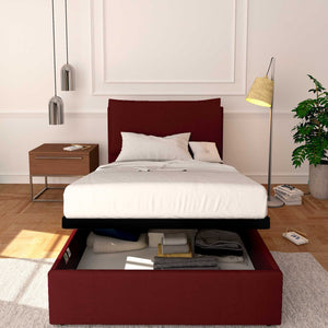 Baldiflex letto contenitore a una piazza e mezzo in ecopelle sfoderabile Licia bordeaux