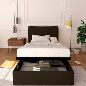 Baldiflex letto contenitore a una piazza e mezzo in ecopelle sfoderabile Licia marrone scuro