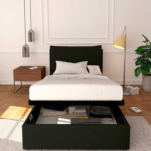 Baldiflex letto contenitore a una piazza e mezzo in ecopelle sfoderabile Licia nero