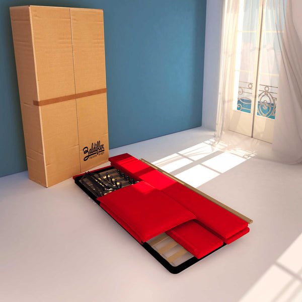 Baldiflex letto contenitore a una piazza e mezzo in ecopelle sfoderabile Licia rosso