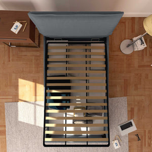 Baldiflex letto contenitore a una piazza e mezzo in tessuto sfoderabile Licia grigio antracite