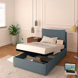 Baldiflex letto contenitore a una piazza e mezzo in tessuto sfoderabile Licia grigio antracite