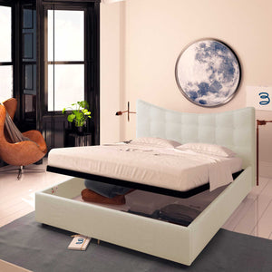 Baldiflex letto contenitore singolo in ecopelle Moon beige chiaro