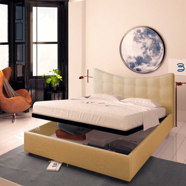 Baldiflex letto contenitore singolo in ecopelle Moon beige