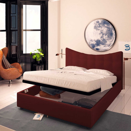 Baldiflex letto contenitore singolo in ecopelle Moon bordeaux