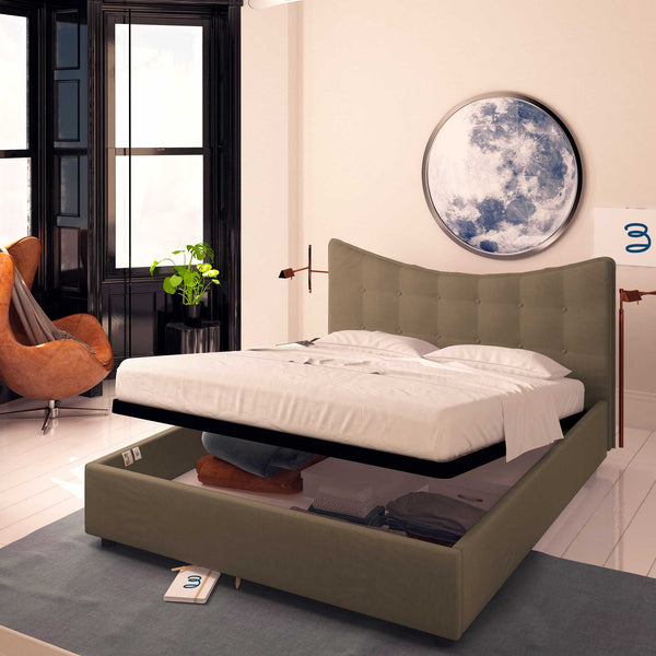 Baldiflex letto contenitore singolo in ecopelle Moon grigio talpa