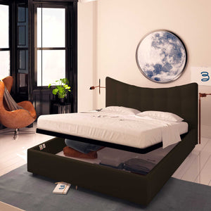 Baldiflex letto contenitore singolo in ecopelle Moon marrone scuro