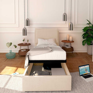 Baldiflex letto contenitore singolo in ecopelle sfoderabile Licia bianco