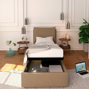 Baldiflex letto contenitore singolo in ecopelle sfoderabile Licia grigio talpa