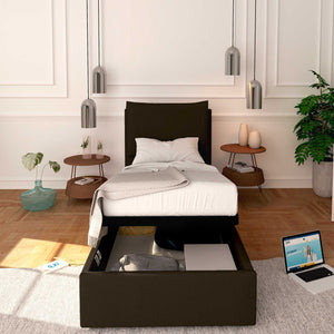 Baldiflex letto contenitore singolo in ecopelle sfoderabile Licia marrone scuro