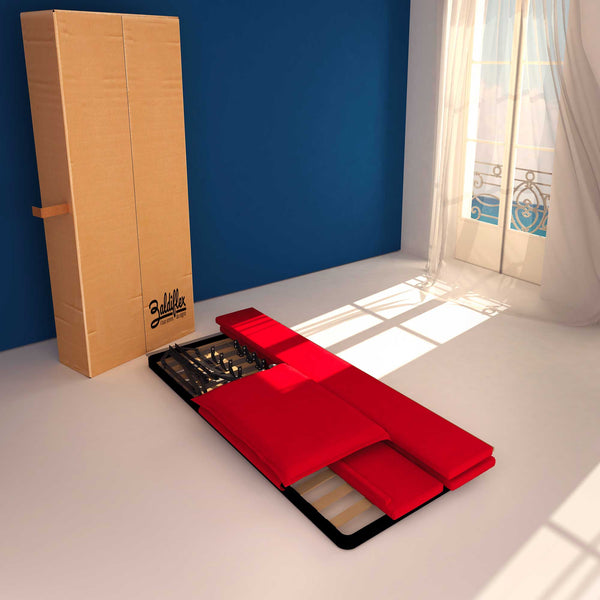 Baldiflex letto contenitore singolo in ecopelle sfoderabile Licia rosso