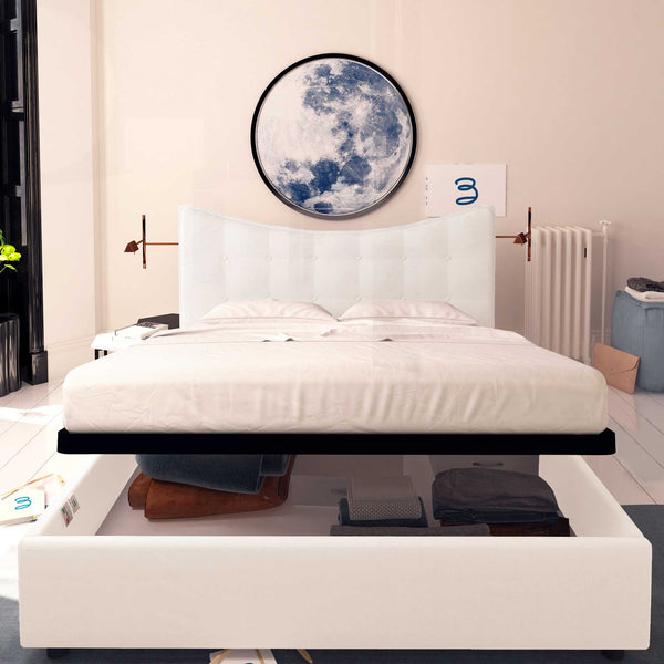 Baldiflex letto contenitore singolo in tessuto Moon grigio chiaro