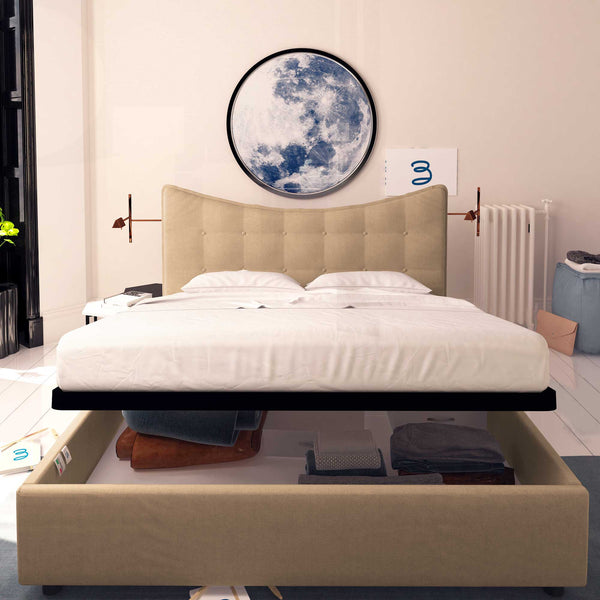 Baldiflex letto contenitore singolo in tessuto Moon grigio talpa