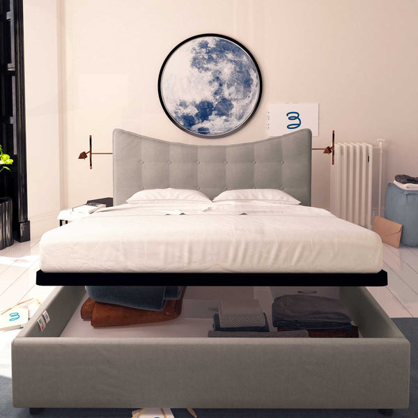 Baldiflex letto contenitore singolo in tessuto Moon grigio