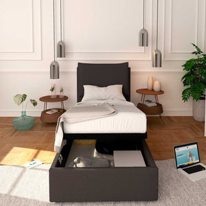 Baldiflex letto contenitore singolo in tessuto sfoderabile Licia caffe