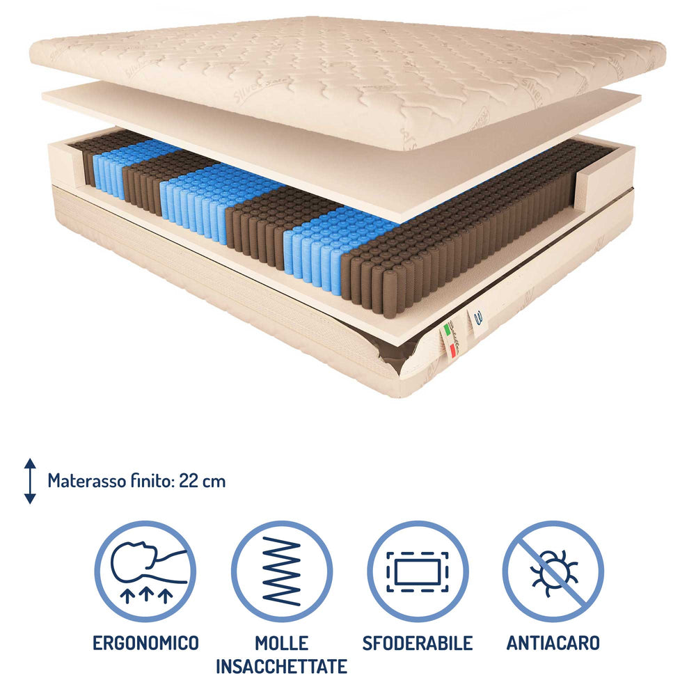 Materasso a 1600 molle insacchettate Baldiflex alto 22 cm