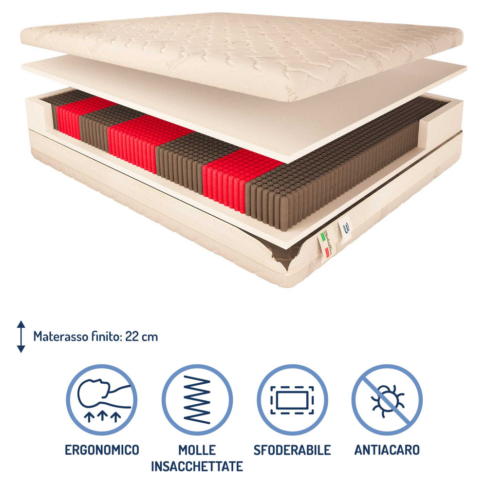 Materasso a 3000 molle insacchettate Baldiflex alto 22 cm