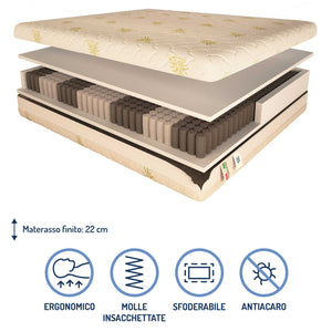 Materasso a 800 molle insacchettate Baldiflex alto 22 cm composizione