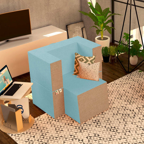 Baldiflex poltrona pouf con poggiapiedi Praticha acquamarina