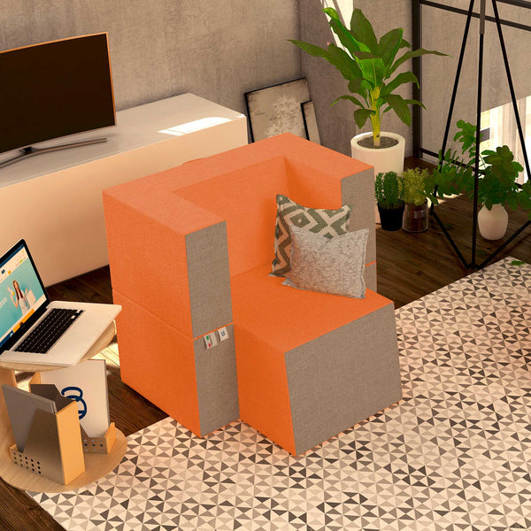 Baldiflex poltrona pouf con poggiapiedi Praticha arancione