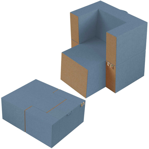 Baldiflex poltrona pouf con poggiapiedi Praticha jeans