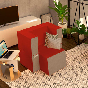 Baldiflex poltrona pouf con poggiapiedi Praticha rosso pompeiano