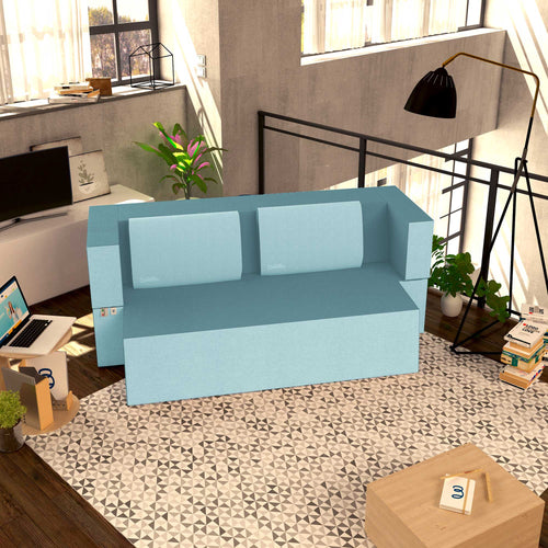 Divanoletto matrimoniale in memory Baldiflex Praticho acquamarina