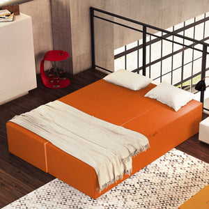 Divanoletto matrimoniale in memory Baldiflex Praticho arancione aperto