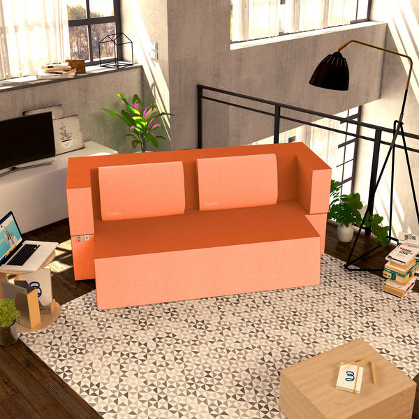 Divanoletto matrimoniale in memory Baldiflex Praticho arancione