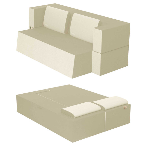 Divanoletto matrimoniale in memory Baldiflex Praticho avorio struttura