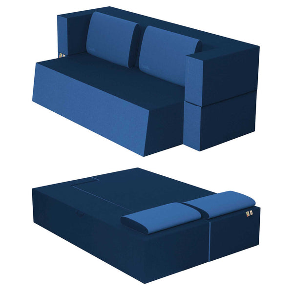 Divanoletto matrimoniale in memory Baldiflex Praticho blu struttura