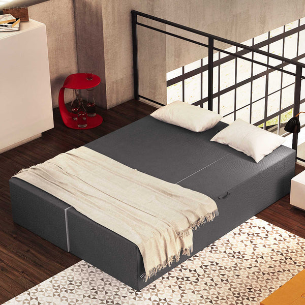 Divanoletto matrimoniale in memory Baldiflex Praticho grigio aperto