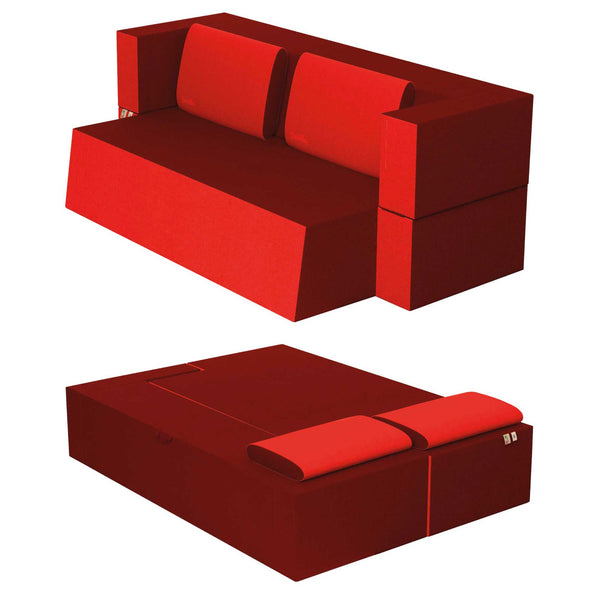 Divanoletto matrimoniale in memory Baldiflex Praticho rosso pompeiano struttura