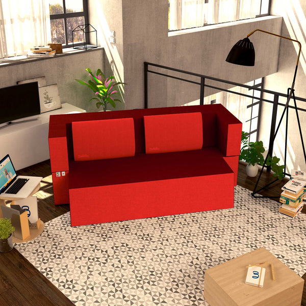 Divanoletto matrimoniale in memory Baldiflex Praticho rosso pompeiano