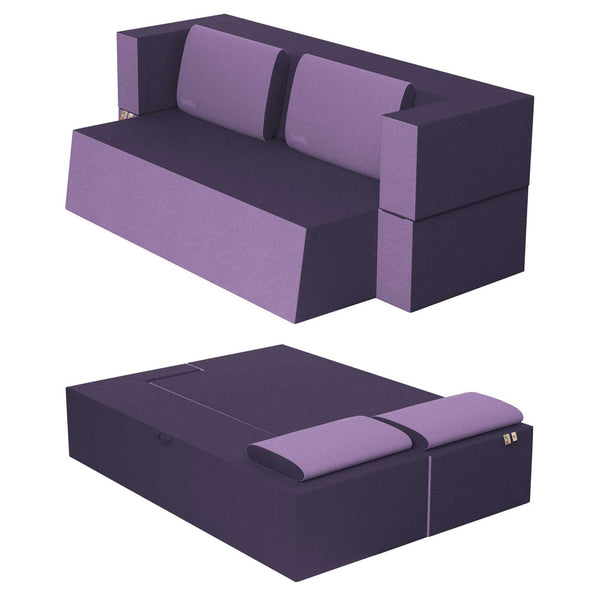 Divanoletto matrimoniale in memory Baldiflex Praticho viola struttura