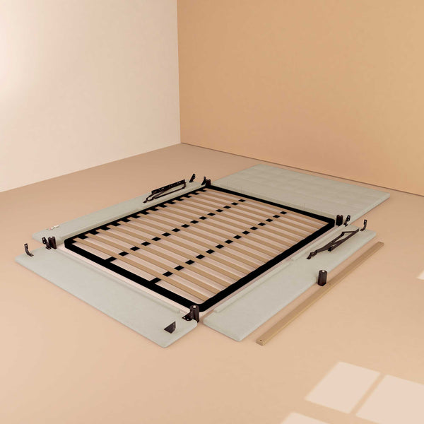 Letto contenitore king size in ecopelle grigio chiaro Baldiflex Dublino struttura