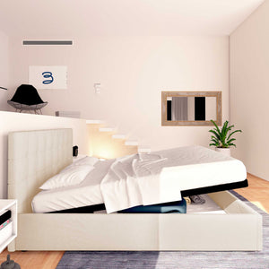 Letto contenitore king size in ecopelle bianco Baldiflex Dublino laterale