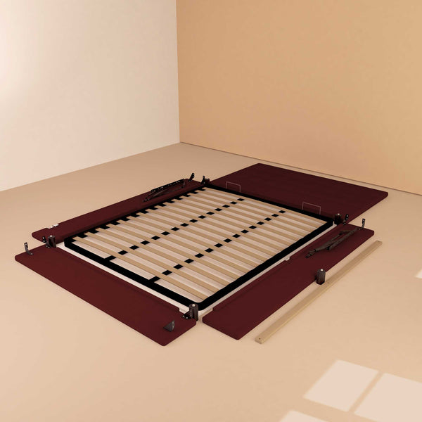 Letto contenitore king size in ecopelle bordeaux Baldiflex Dublino struttura