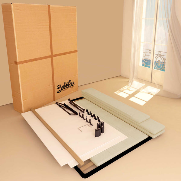 Letto contenitore king size in ecopelle crema Baldiflex Dublino scatola