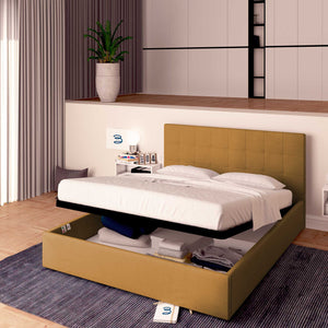 Letto contenitore king size in ecopelle nocciola Baldiflex Dublino