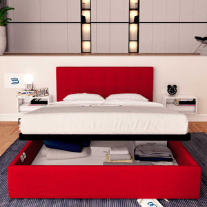 Letto contenitore king size in ecopelle rosso Baldiflex Dublino fronte