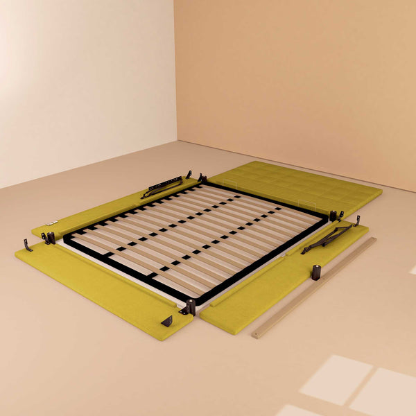 Letto contenitore king size in tessuto giallo senape Baldiflex Dublino struttura