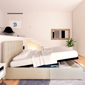 Letto contenitore king size in tessuto grigio talpa Baldiflex Dublino laterale