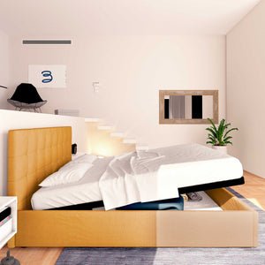 Letto contenitore king size in tessuto mango Baldiflex Dublino laterale