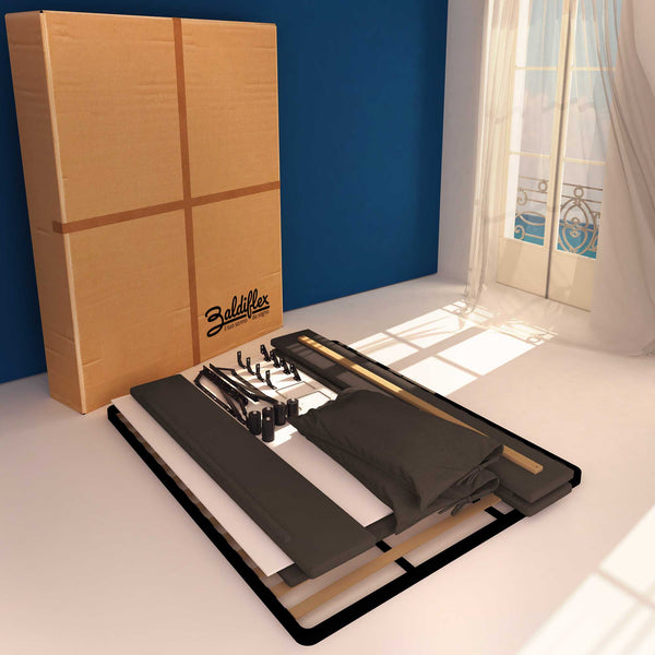 Letto contenitore king size in tessuto sfoderabile caffè Baldiflex Licia Soft cartone