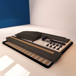 Letto contenitore king size in tessuto sfoderabile caffè Baldiflex Licia Soft struttura