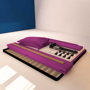 Letto contenitore king size in tessuto sfoderabile fucsia Baldiflex Licia Soft struttura